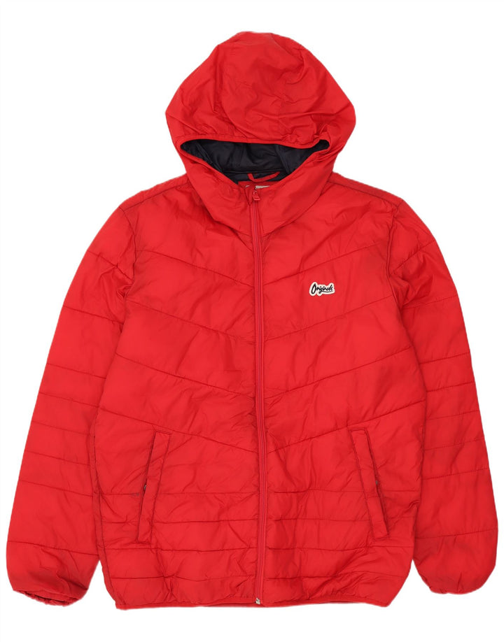 JACK & JONES Mens Hooded Padded Jacket UK 40 Large Red