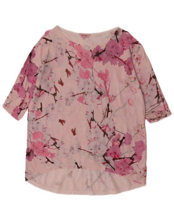 Phase Eight Womens Oversized Tunic Dress UK 14 Large Pink Floral Cotton