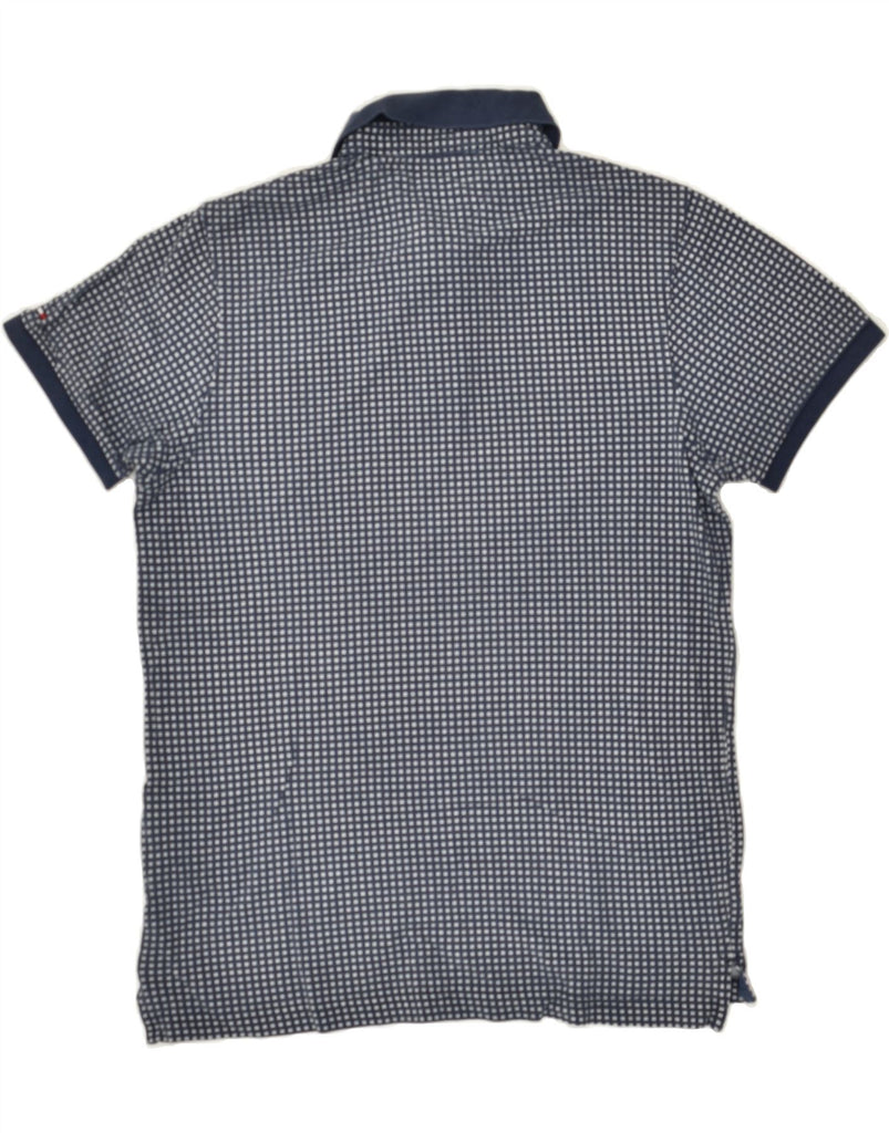 TOMMY HILFIGER Mens Slim Fit Polo Shirt Medium Navy Blue Geometric Cotton | Vintage Tommy Hilfiger | Thrift | Second-Hand Tommy Hilfiger | Used Clothing | Messina Hembry 