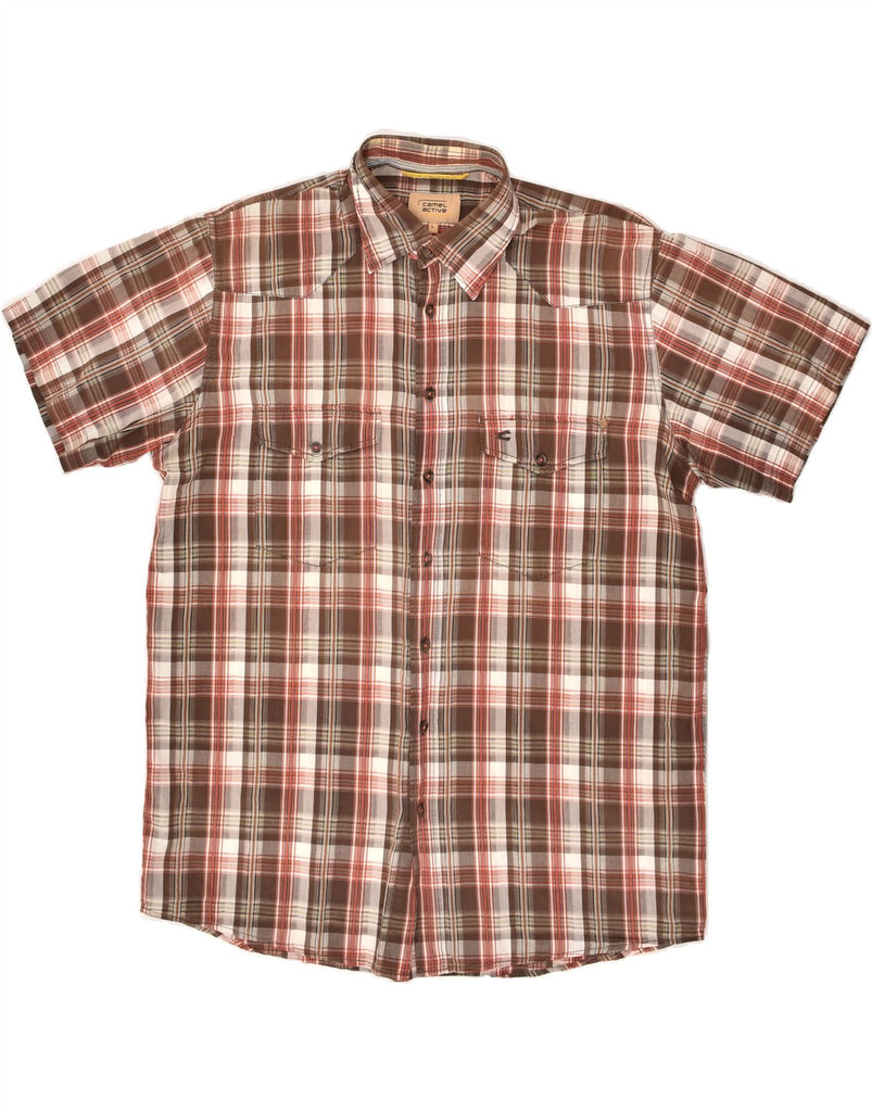 CAMEL ACTIVE Mens Short Sleeve Shirt Large Brown Check Cotton | Vintage Camel Active | Thrift | Second-Hand Camel Active | Used Clothing | Messina Hembry 