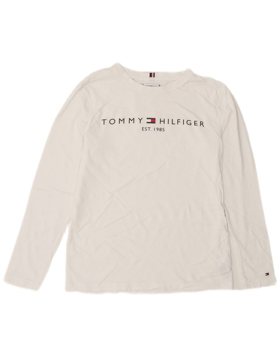 Tommy Hilfiger Boys Graphic Top Long Sleeve 13-14 Years White Cotton