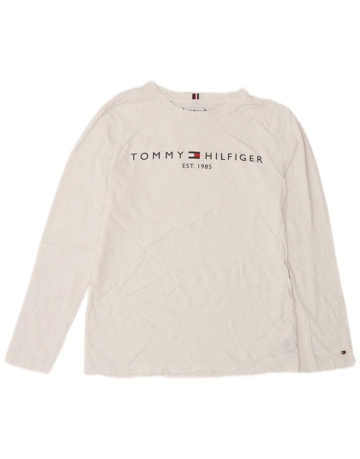 Tommy Hilfiger Boys Graphic Top Long Sleeve 13-14 Years White Cotton