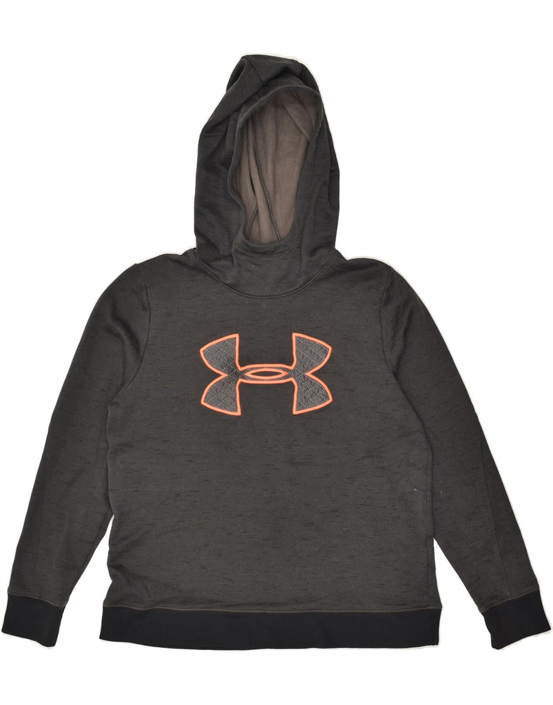 UNDER ARMOUR Womens Graphic Hoodie Jumper UK 16 Large Grey Flecked | Vintage Under Armour | Thrift | Second-Hand Under Armour | Used Clothing | Messina Hembry 