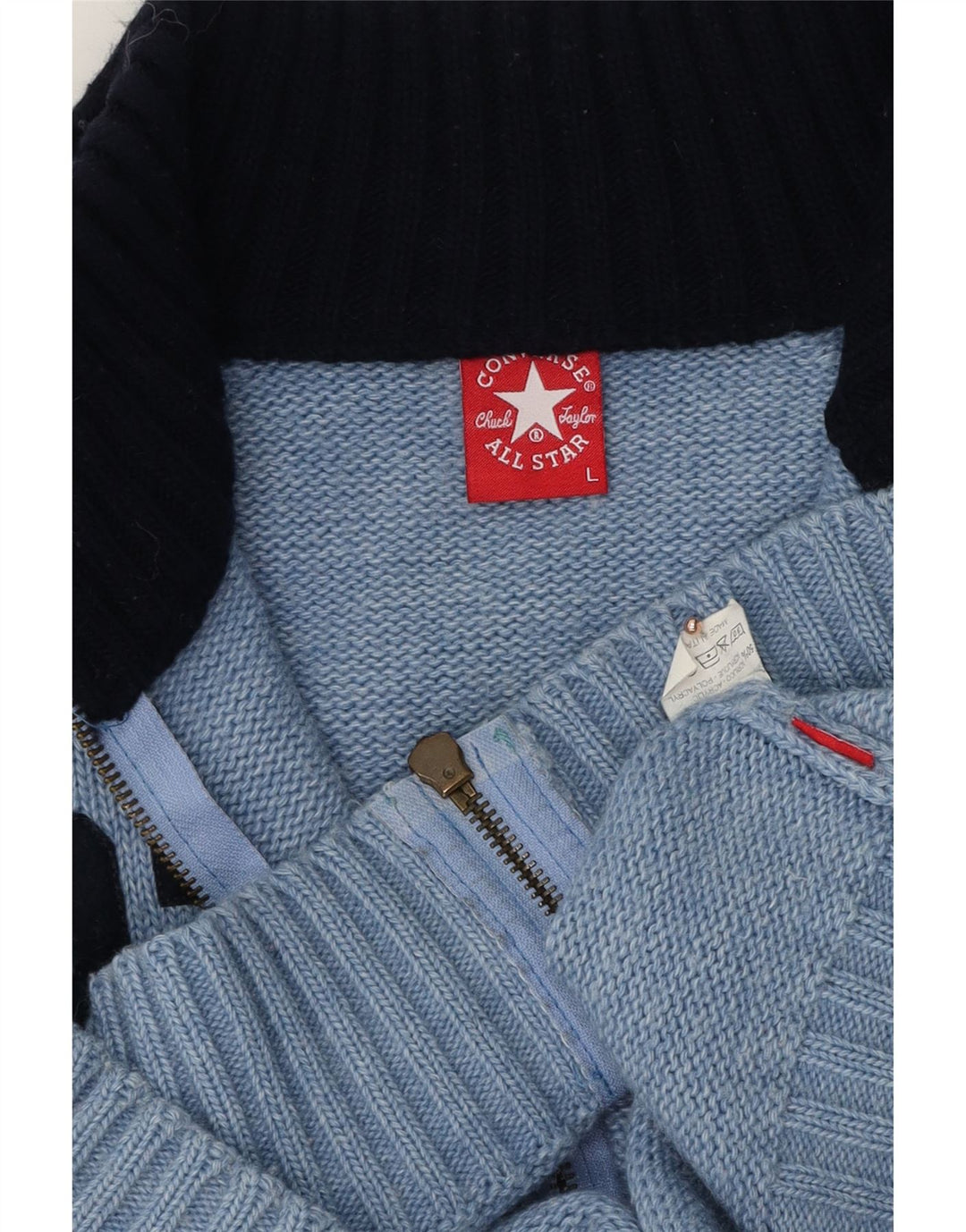 Converse Mens Chuck Taylor Graphic Cardigan Sweater Large Blue Colourblock