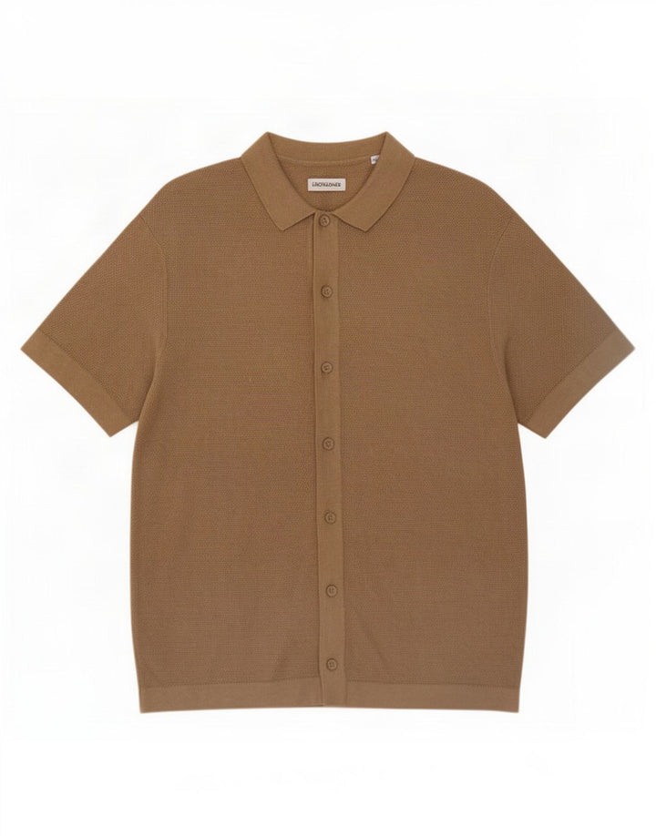 Jack & Jones Mens Short Sleeve Shirt Medium Beige Cotton