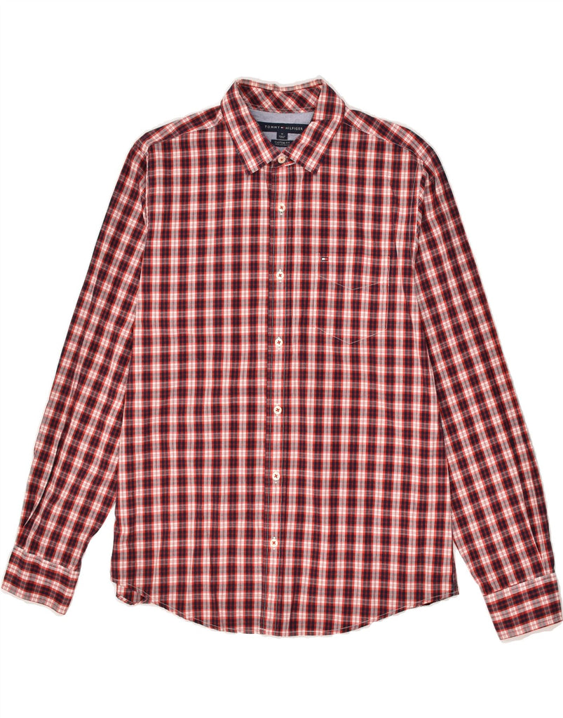 TOMMY HILFIGER Mens Custom Fit Shirt Medium Red Check Cotton | Vintage Tommy Hilfiger | Thrift | Second-Hand Tommy Hilfiger | Used Clothing | Messina Hembry 