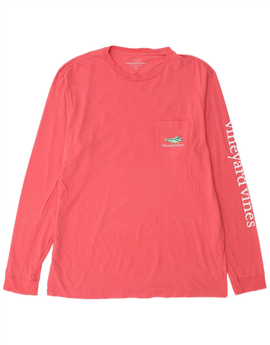 Vineyard Vines Mens Graphic Top Long Sleeve Medium Pink Cotton