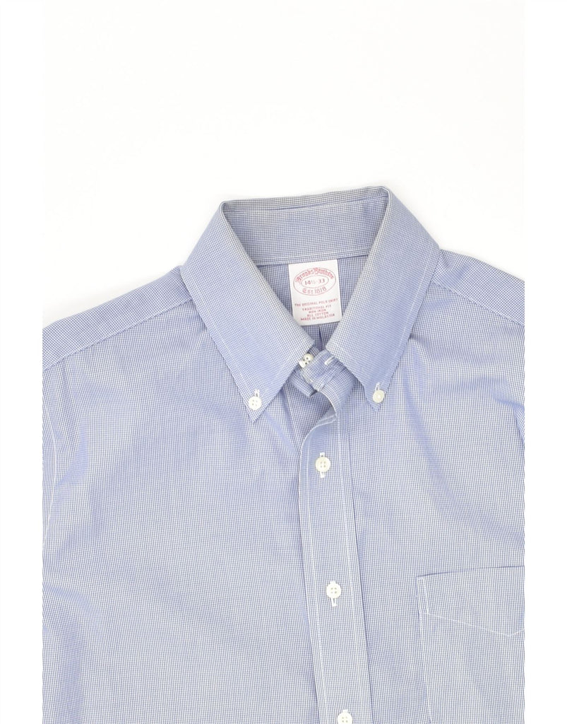 BROOKS BROTHERS Mens Traditional Fit Shirt Size 14 1/2 Small Blue Cotton | Vintage Brooks Brothers | Thrift | Second-Hand Brooks Brothers | Used Clothing | Messina Hembry 