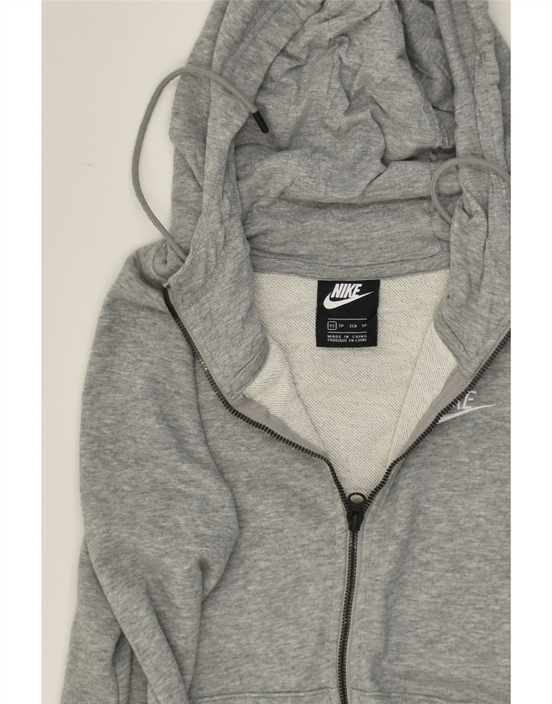 NIKE Womens Loose Fit Zip Hoodie Sweater UK 6 XS Grey Cotton | Vintage Nike | Thrift | Second-Hand Nike | Used Clothing | Messina Hembry 