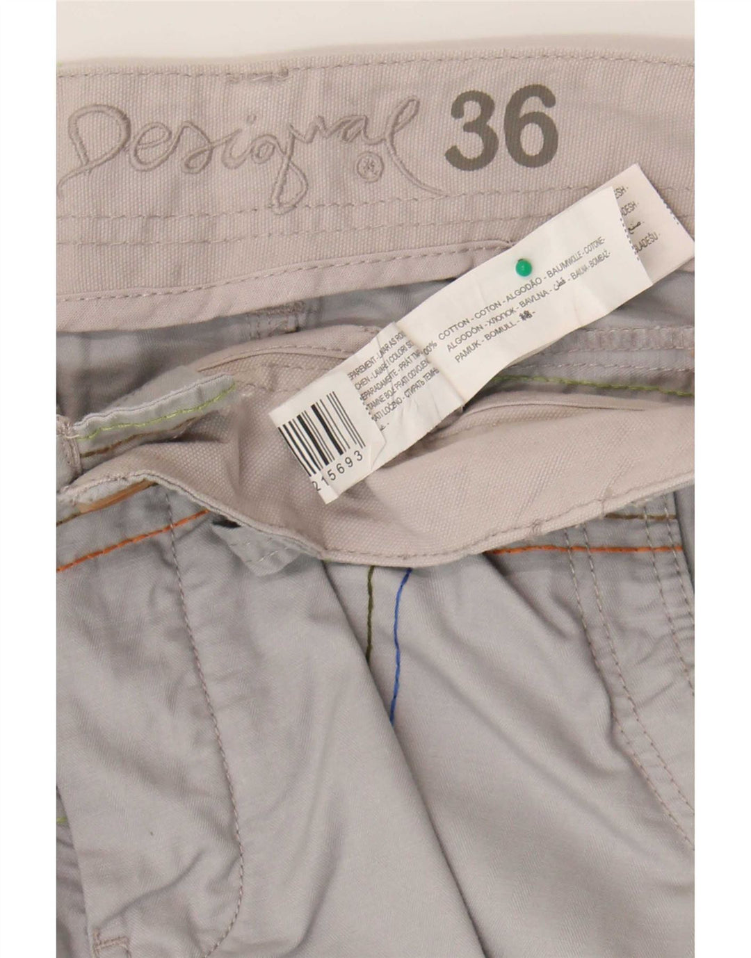Desigual Mens Graphic Cargo Shorts W36 Large Grey Check Cotton