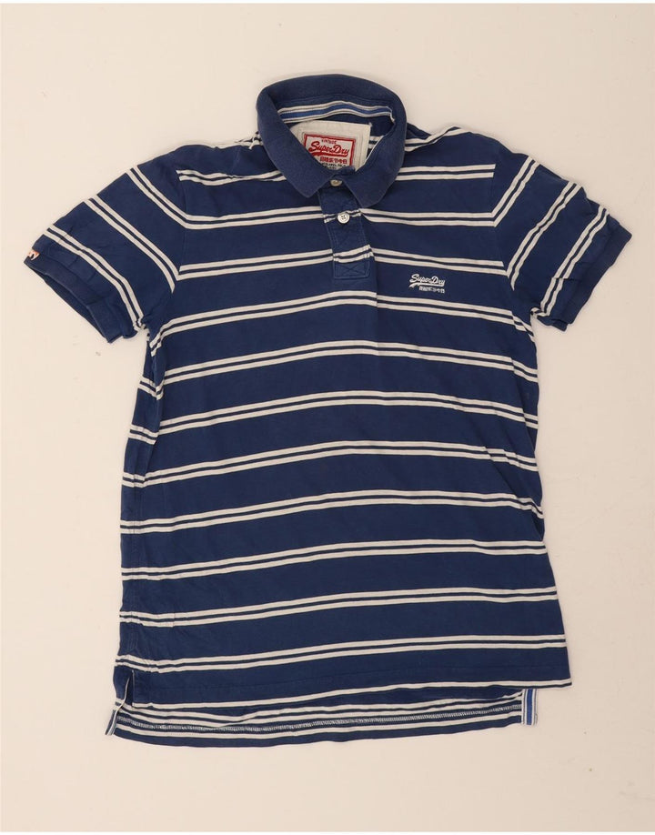 Superdry Mens Polo Shirt Large Blue Striped