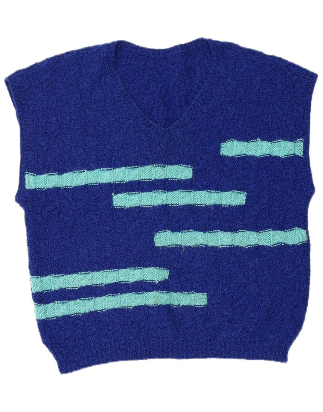 Vintage Womens Vest Tank Top UK 16 Large Blue Striped