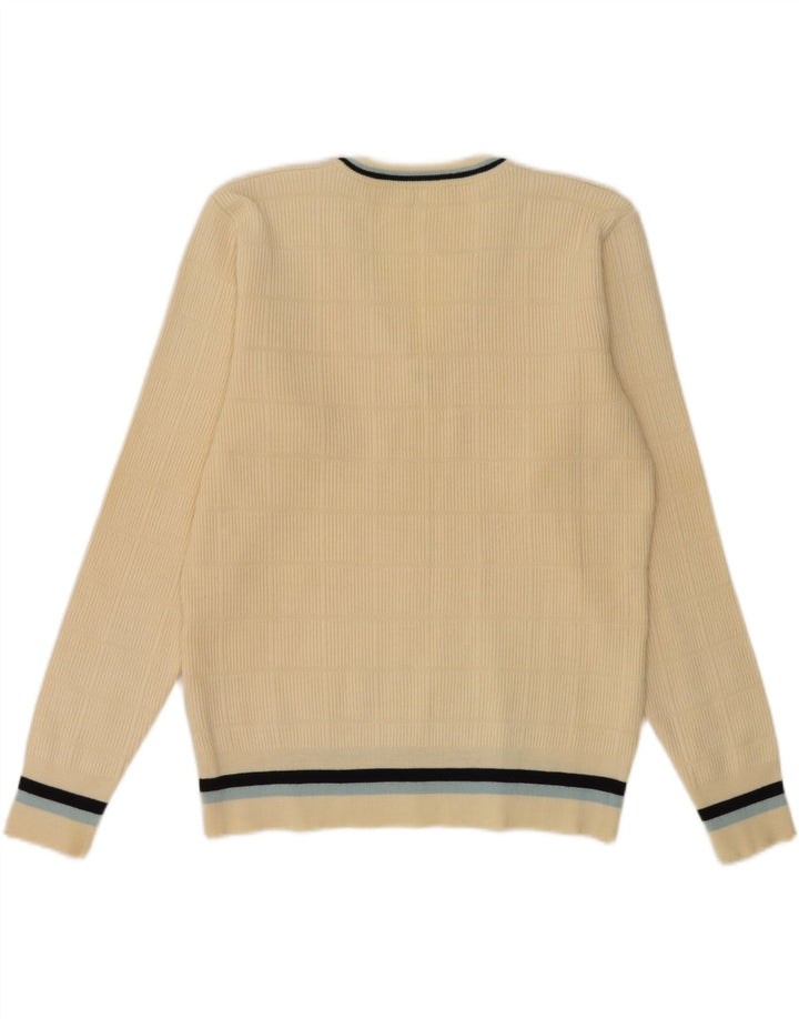 Vintage Mens V-Neck Jumper Sweater UK 36 Small Off White Wool