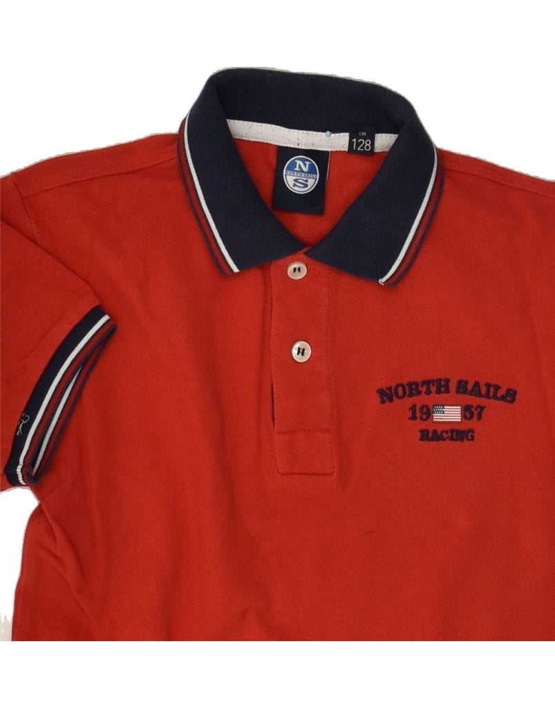 NORTH SAILS Boys Graphic Polo Shirt 7-8 Years Red Cotton | Vintage North Sails | Thrift | Second-Hand North Sails | Used Clothing | Messina Hembry 