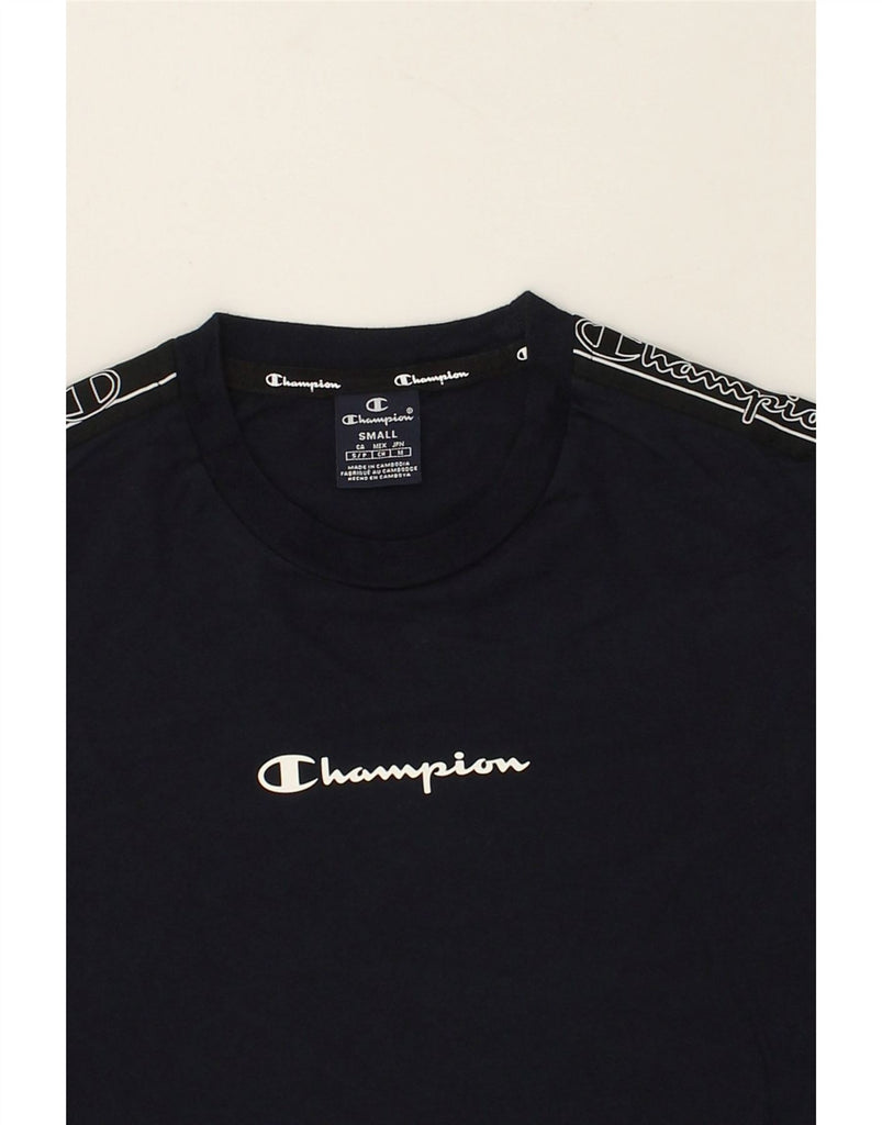 CHAMPION Mens Graphic T-Shirt Top Small Navy Blue Cotton | Vintage Champion | Thrift | Second-Hand Champion | Used Clothing | Messina Hembry 