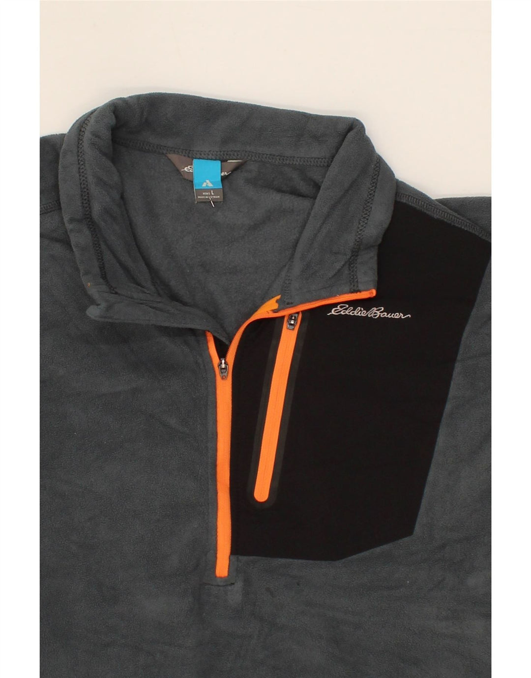 EDDIE BAUER Mens Zip Neck Fleece Jumper Large Grey Vintage Eddie Bauer and Second-Hand Eddie Bauer from Messina Hembry 