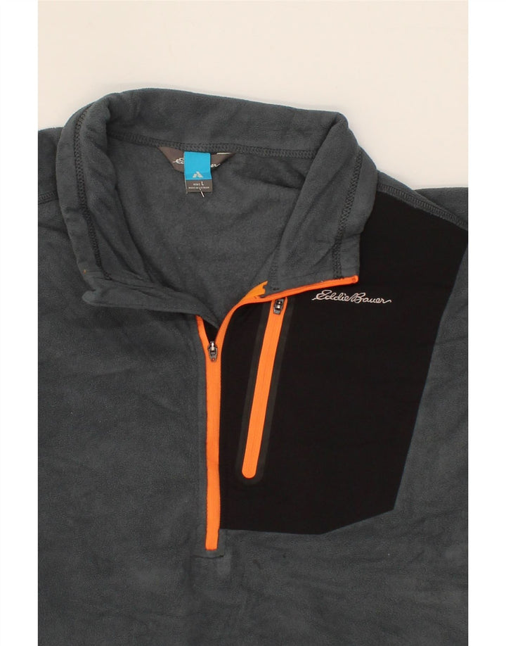 EDDIE BAUER Mens Zip Neck Fleece Jumper Large Grey Vintage Eddie Bauer and Second-Hand Eddie Bauer from Messina Hembry 