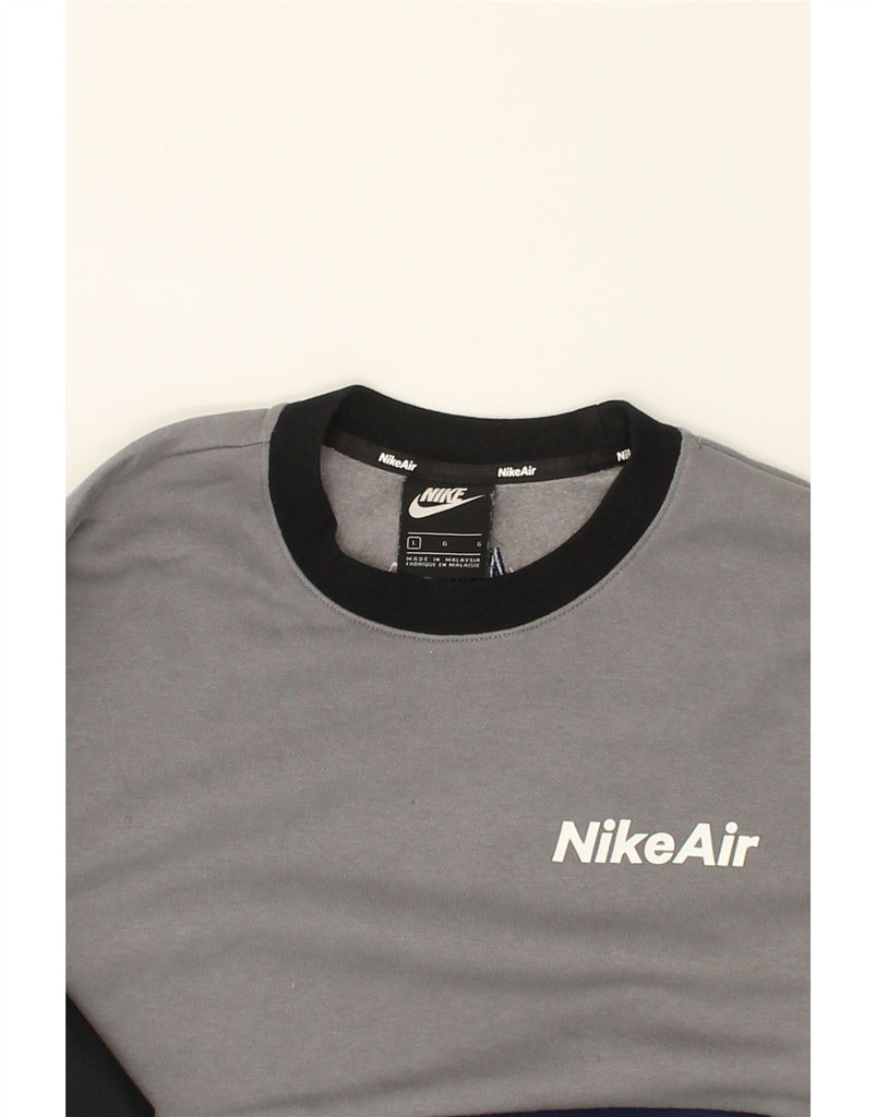 NIKE Mens Air Sweatshirt Jumper Large Grey Colourblock | Vintage Nike | Thrift | Second-Hand Nike | Used Clothing | Messina Hembry 