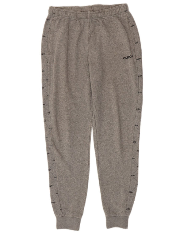ADIDAS Boys Graphic Tracksuit Trousers Joggers 15-16 Years Grey Cotton