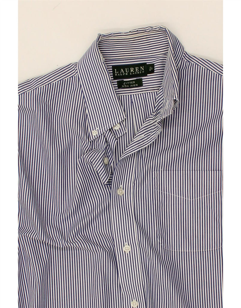 POLO RALPH LAUREN Mens Fitted Shirt Size 39 15 1/2 Medium Blue Striped Vintage Polo Ralph Lauren and Second-Hand Polo Ralph Lauren from Messina Hembry 