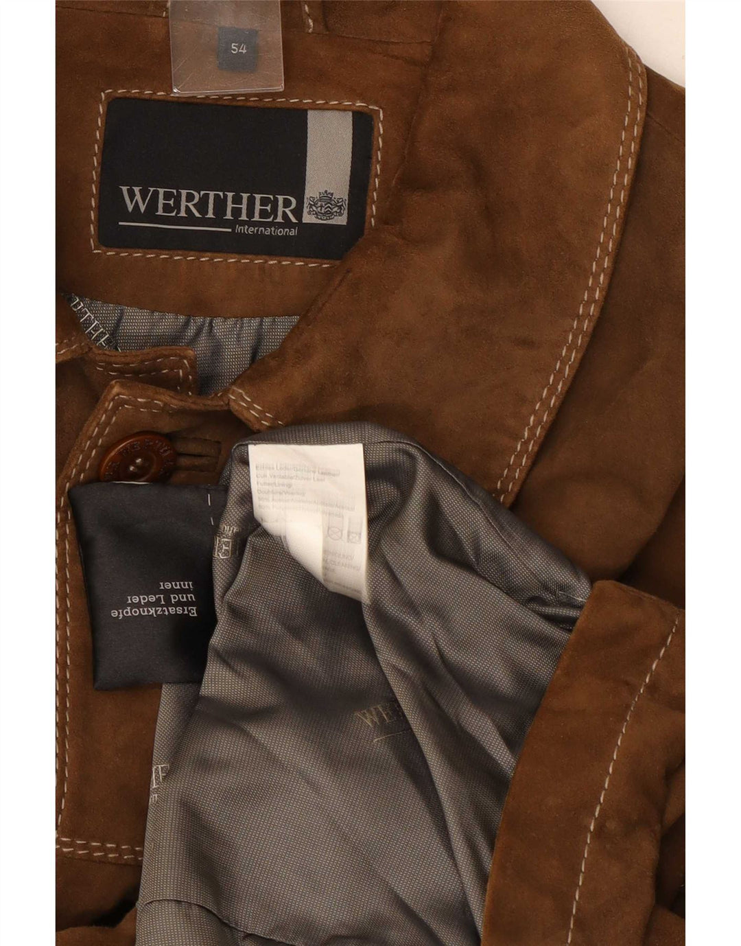 Werther Mens Suede Jacket IT 54 2XL Brown Leather