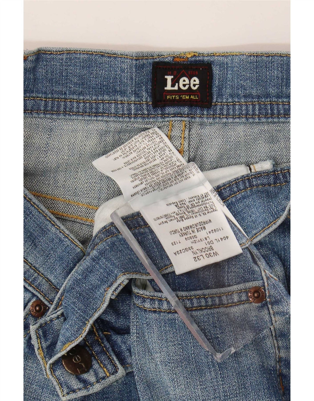 Lee Mens Brooklyn Straight Jeans W30 L32 Blue Cotton