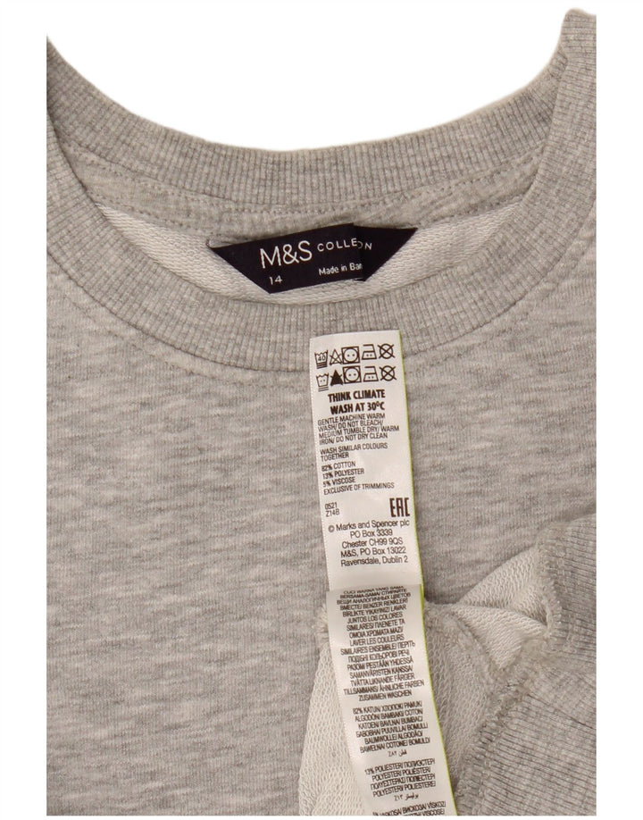 Marks & Spencer Womens Crop Sweatshirt Jumper UK 14 Large Grey Flecked