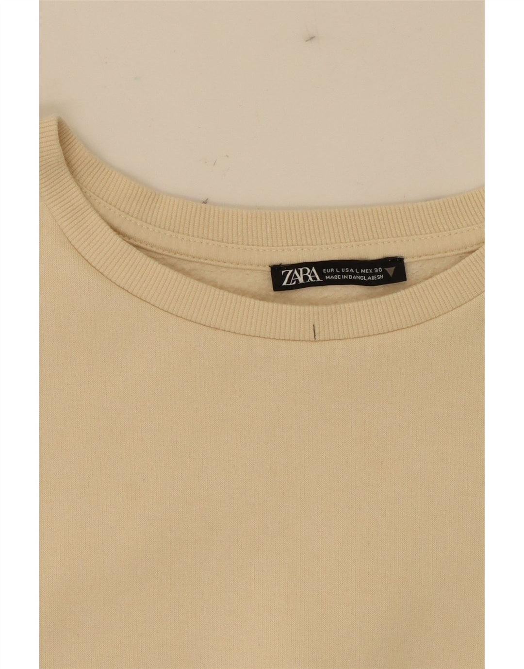 ZARA Womens Sweatshirt Jumper UK 16 Large Beige Cotton Vintage Zara and Second-Hand Zara from Messina Hembry 