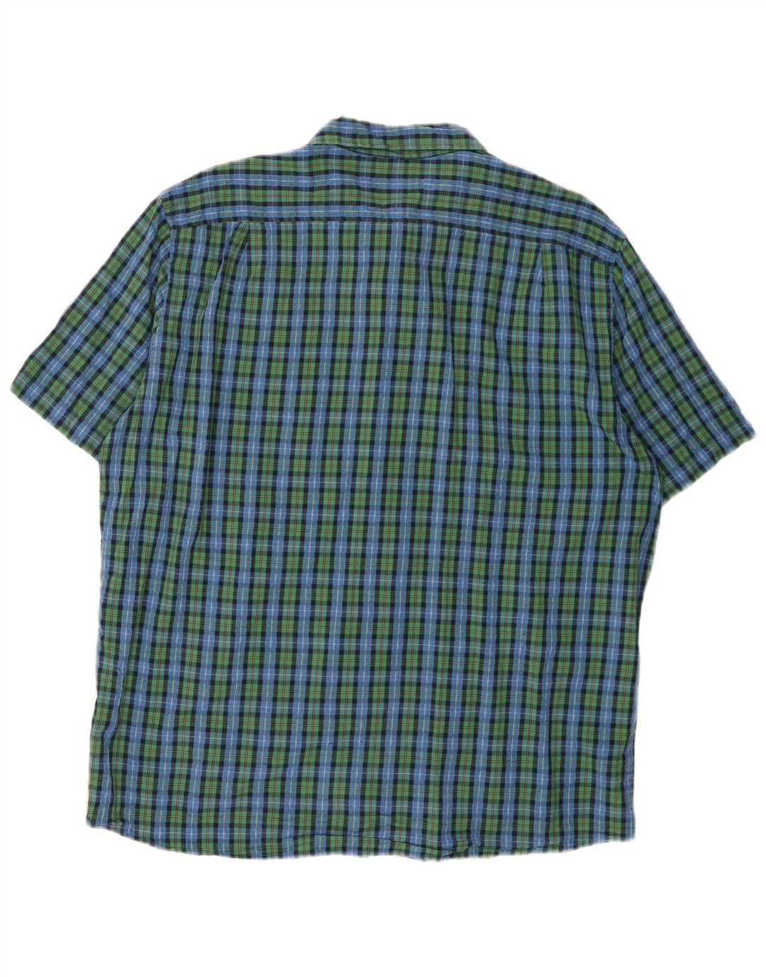 L.L.BEAN Mens Short Sleeve Shirt Large Green Check Cotton