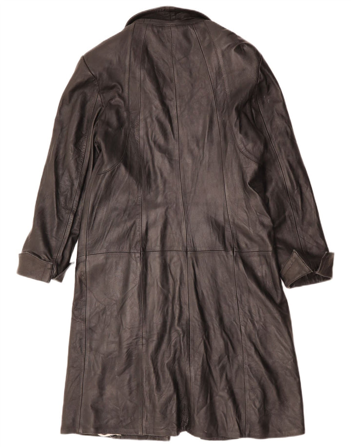 Vintage Womens Leather Coat UK 12 Medium Black Leather