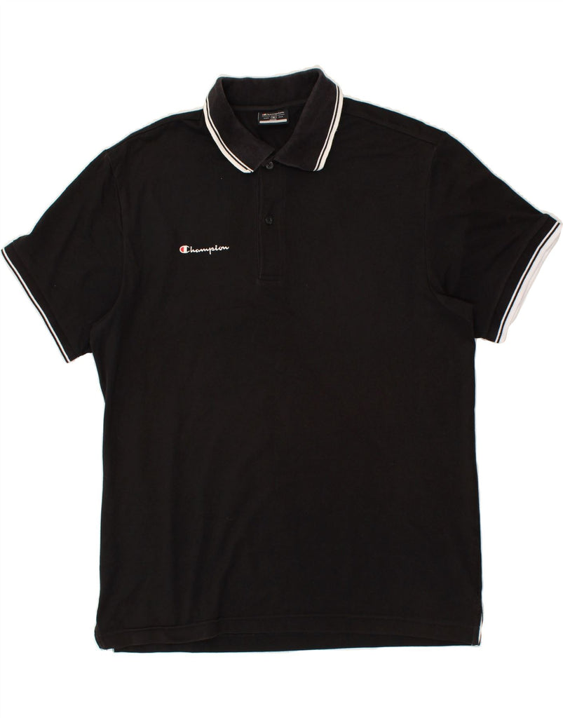 CHAMPION Mens Polo Shirt XL Black | Vintage Champion | Thrift | Second-Hand Champion | Used Clothing | Messina Hembry 