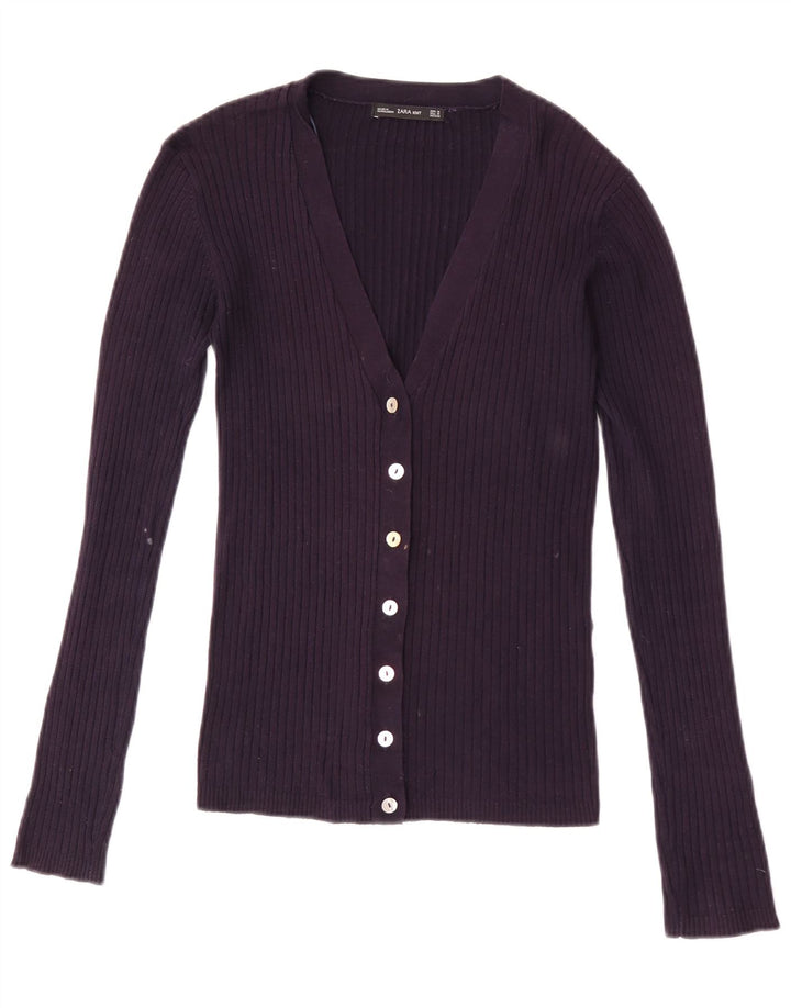 Zara Womens Cardigan Sweater UK 12 Medium Purple