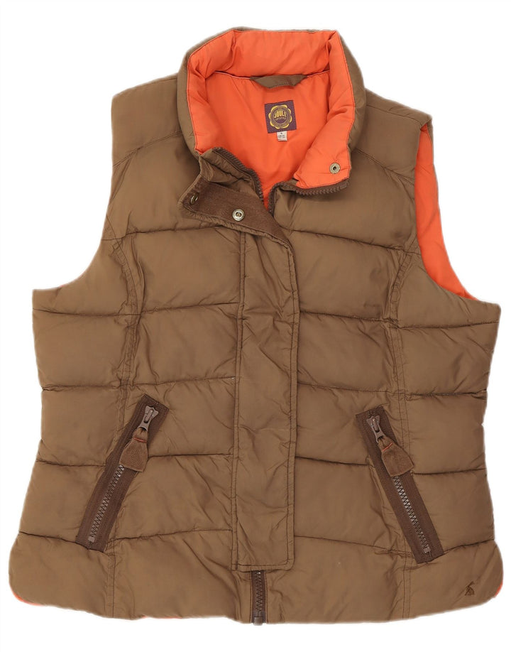 Joules Womens Padded Gilet UK 16 Large Brown Polyester
