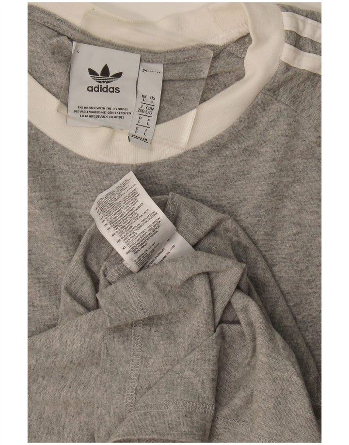 Adidas Mens T-Shirt Top Large Grey Flecked Cotton