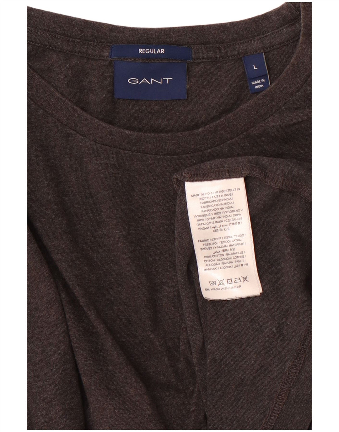 GANT Mens Regular T-Shirt Top Large Grey Cotton