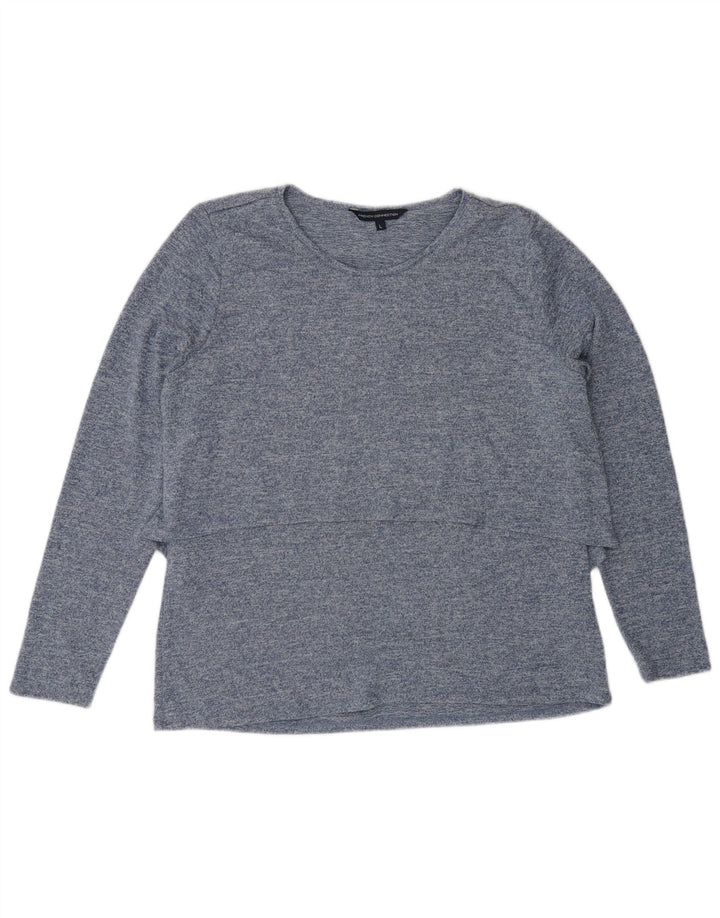 French Connection Womens Top Long Sleeve UK 16 Large Blue Flecked Polyester