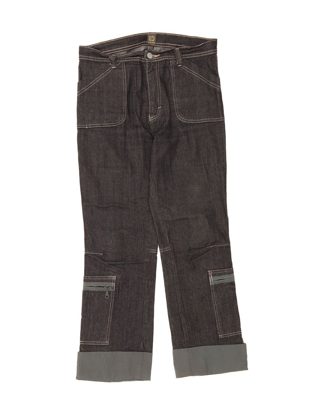 VINTAGE Womens Cargo Straight Jeans IT 40 Medium W30 L28 Black Cotton Vintage Vintage and Second-Hand Vintage from Messina Hembry 