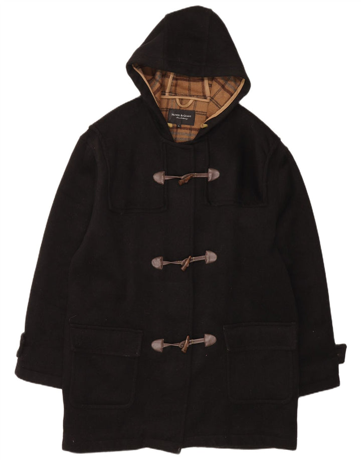 McNeil & Grant Womens Hooded Oversized Duffle Coat UK 16 Large Black Wool