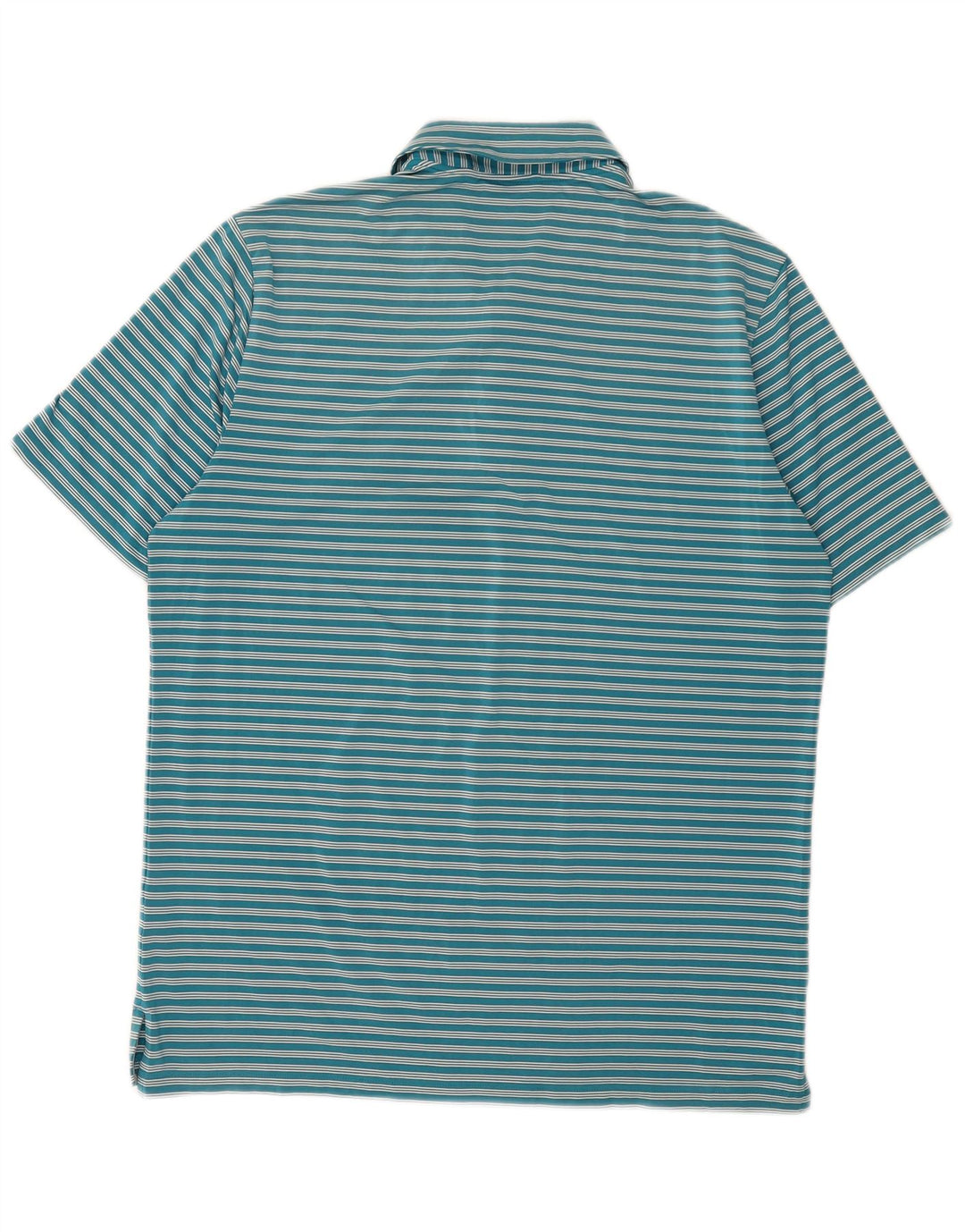Adidas Mens Polo Shirt Large Blue Striped Polyester