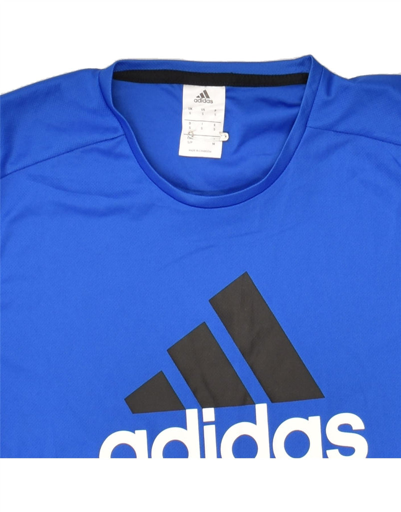 ADIDAS Mens Graphic T-Shirt Top Small Blue Polyester | Vintage Adidas | Thrift | Second-Hand Adidas | Used Clothing | Messina Hembry 