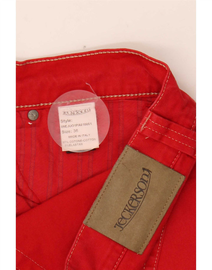 Jeckerson Mens Slim Jeans W36 L34 Red Cotton