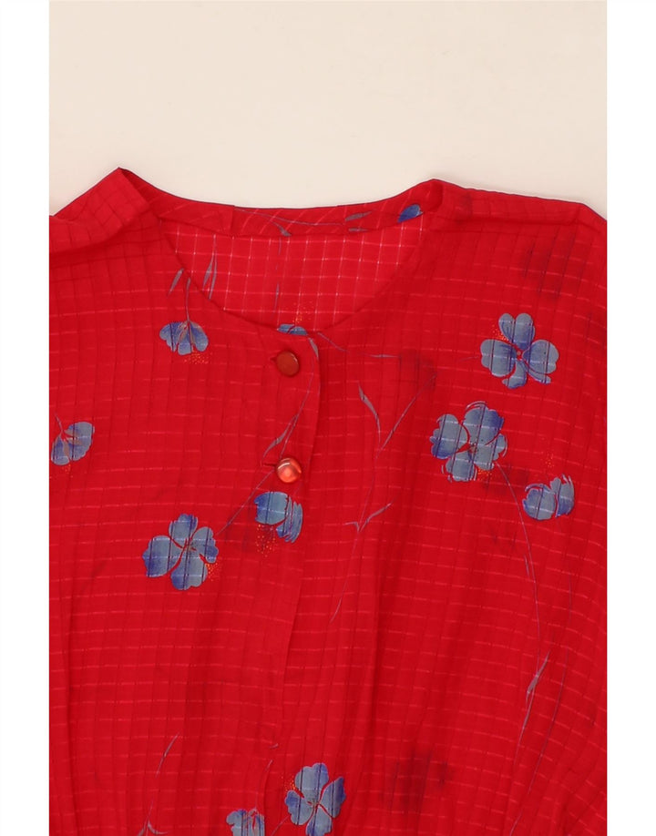 VINTAGE Womens See Through Blouse Top UK 16 Large Red Floral Vintage Vintage and Second-Hand Vintage from Messina Hembry 