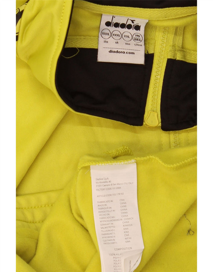 DIADORA Mens Graphic Tracksuit Top Jacket 3XL Yellow Colourblock Polyester