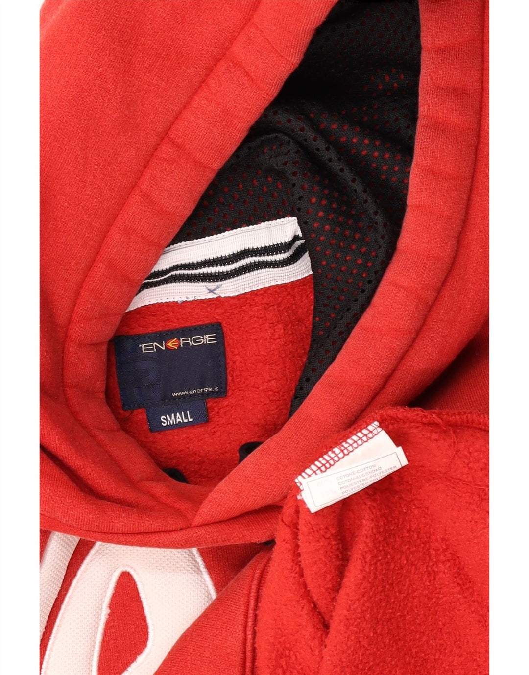 ENERGIE Mens Graphic Hoodie Jumper Small Red Cotton