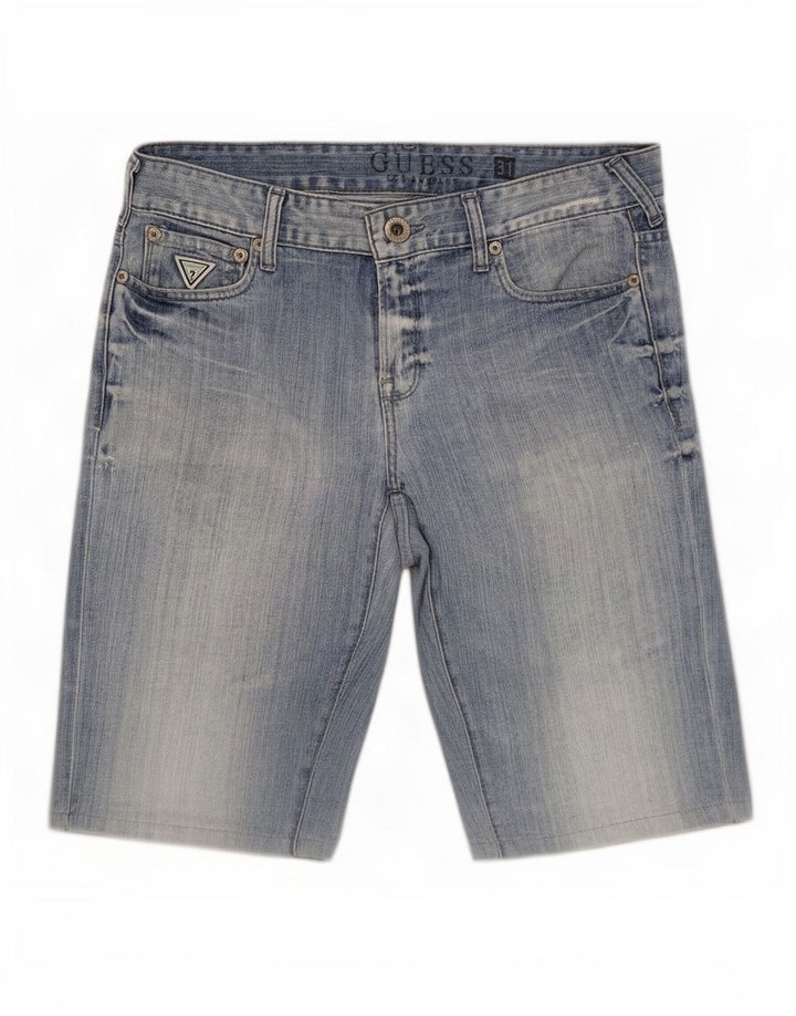 Guess Mens Slim Denim Shorts Medium W31 Blue Cotton
