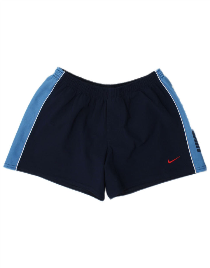 Nike Womens Sport Shorts UK 10 Small  Navy Blue Colourblock Polyester