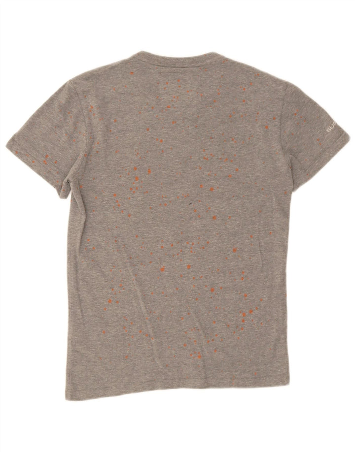 Superdry Mens Graphic T-Shirt Top Small Grey Spotted Cotton