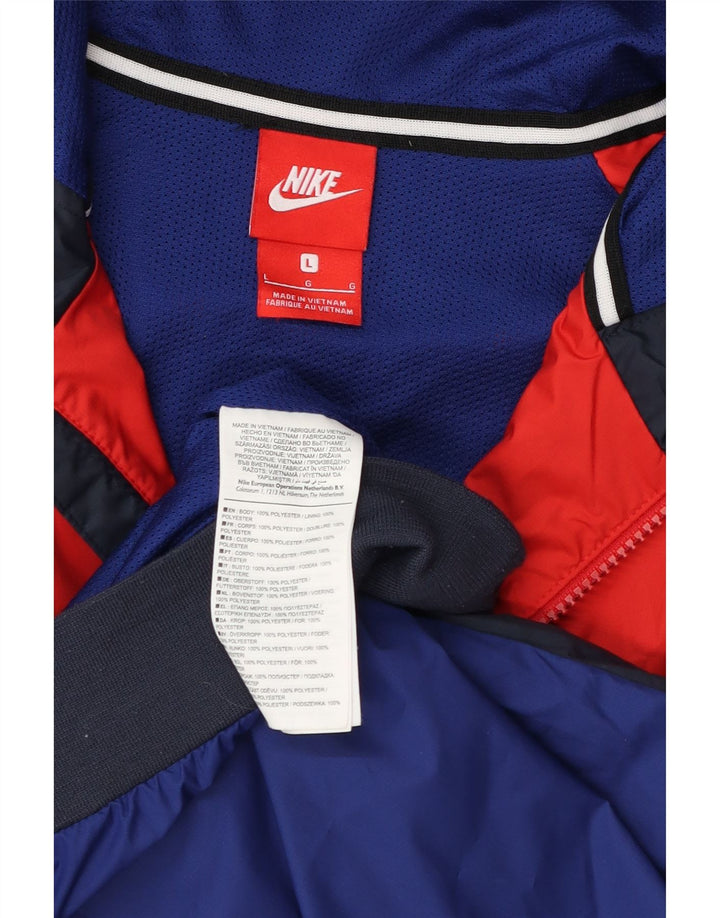 Nike Mens Hooded Tracksuit Top Jacket Large Navy Blue Colourblock Polyester