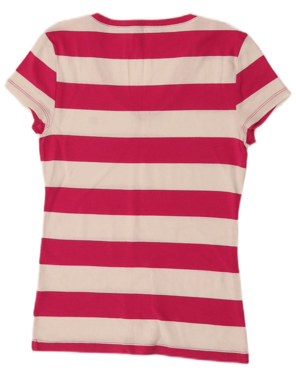 Tommy Hilfiger Womens T-Shirt Top UK 12 Medium Pink Striped