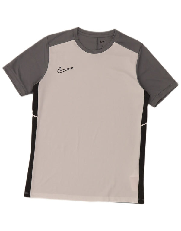 Nike Boys Dri Fit T-Shirt Top 13-14 Years XL White Colourblock Polyester